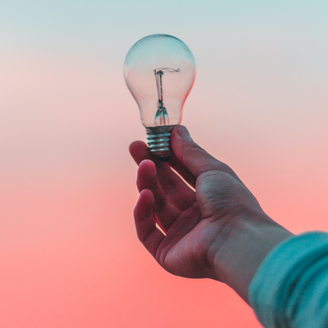 hand holding lightbulb